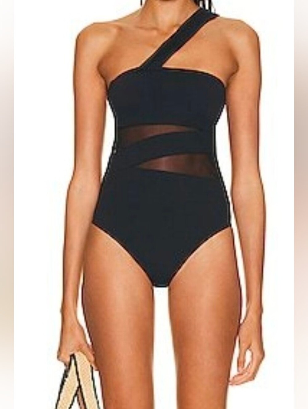 Wolford Cindy Sheer & Opaque One Piece Swimsuit in Black XS